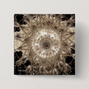 Badge Carré 5 Cm Bouton Carré "Crystal"