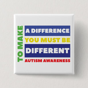 Badge Carré 5 Cm Bouton Carré d'autisme