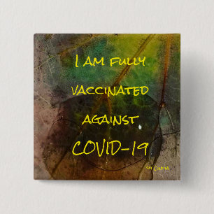 Badge Carré 5 Cm Bouton Carré de 19 Viva entièrement vacciné, 2 Pou