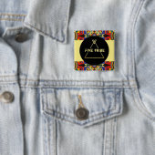 Badge Carré 5 Cm Bouton carré de cinq tribus (En situation)