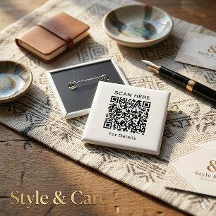 Badge Carré 5 Cm Bouton carré de code QR personnalisable pour n'imp
