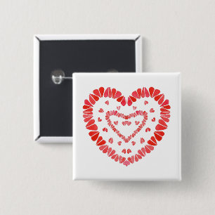 Badge Carré 5 Cm Bouton Carré DE COEURS SUCRÉES