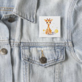Badge Carré 5 Cm Bouton Carré de Giraffe Bébé mignon (En situation)
