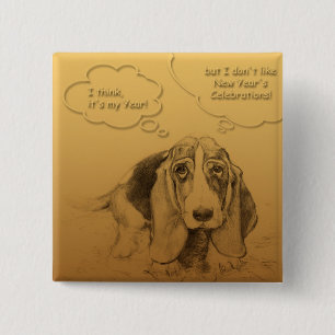 Badge Carré 5 Cm Bouton Carré de l'année de chien vietnamien humori