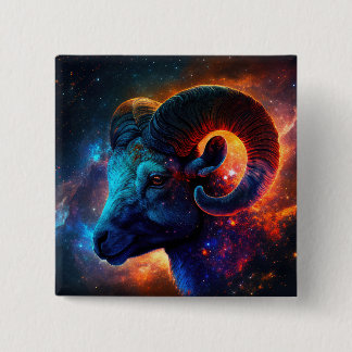 Badge Carré 5 Cm Bouton Carré de l'étoile Aries Zodiac