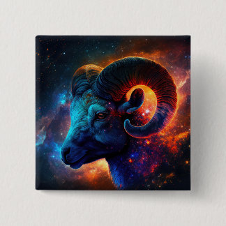 Badge Carré 5 Cm Bouton Carré de l'étoile Aries Zodiac
