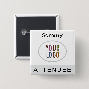 Badge Carré 5 Cm Bouton carré de nom de membre gris avec logo à épi
