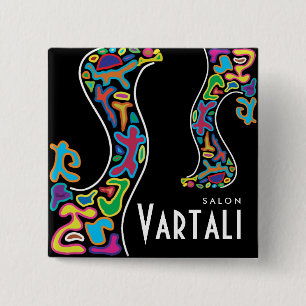 Badge Carré 5 Cm Bouton carré de Vartali d'appel de courbe