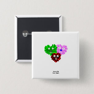 Badge Carré 5 Cm Bouton Carré des Fuzzies cardiaques