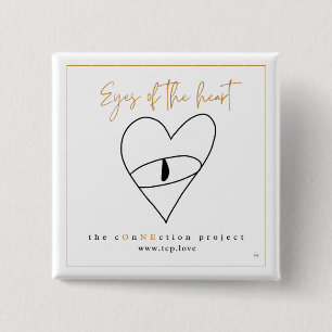 Badge Carré 5 Cm Bouton carré des yeux du coeur
