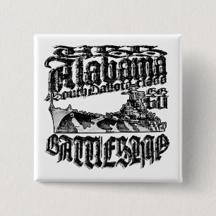 Badge Carré 5 Cm Bouton Carré du Battleship Alabama