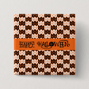Badge Carré 5 Cm Bouton Carré du KNIT ORANGE NOIR II