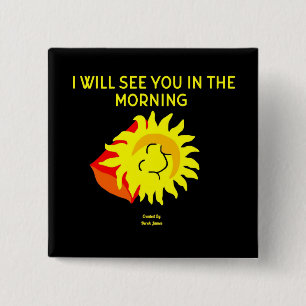 Badge Carré 5 Cm Bouton Carré du soleil de bonne nuit de 2 pouces