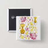 Badge Carré 5 Cm Bouton Carré éléphant (Devant & derrière)