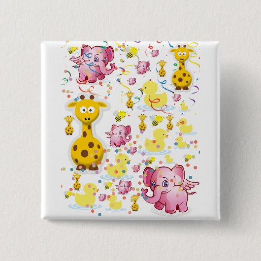 Badge Carré 5 Cm Bouton Carré éléphant (Devant)