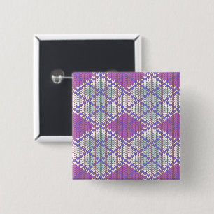 Badge Carré 5 Cm Bouton carré en tricot argyle LILAC