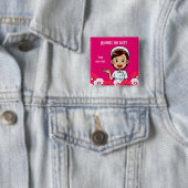 Badge Carré 5 Cm Bouton Carré, Femme en service (En situation)