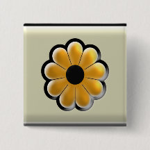 Bouton Carré Fleur Jaune – Design Floral Moderne