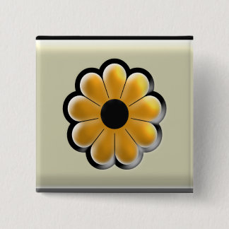 Badge Carré 5 Cm Bouton Carré Fleur Jaune – Design Floral Moderne