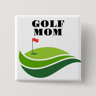 Badge Carré 5 Cm Bouton carré "Golf Mom"