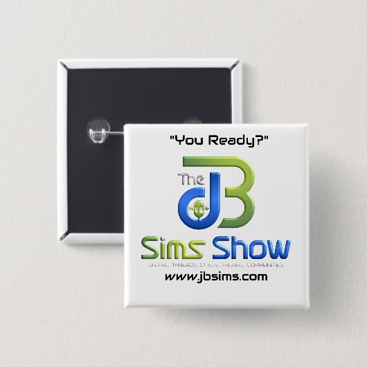 Badge Carré 5 Cm Bouton Carré JB Sims Show Unity - Pi Collectif (Devant & derrière)
