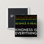 Badge Carré 5 Cm Bouton Carré #KindnessisEverything (Devant & derrière)