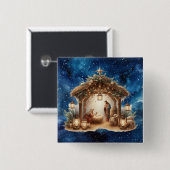 Badge Carré 5 Cm Bouton Carré Nativité (Devant & derrière)