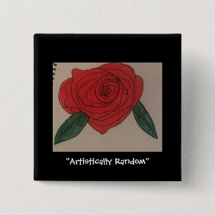 Badge Carré 5 Cm Bouton carré noir rose