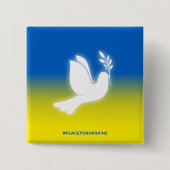 Badge Carré 5 Cm Bouton Carré Paix Ukraine (Devant)