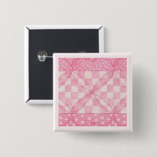 Badge Carré 5 Cm Bouton Carré Pin COEUR ROSE/Rose