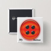 Badge Carré 5 Cm Bouton - carré rouge (Devant & derrière)