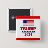 BADGE CARRÉ 5 CM BOUTON CARRÉ TRUMP 2024 (Devant & derrière)