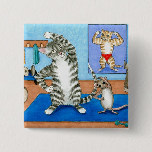 Badge Carré 5 Cm bouton cat 458