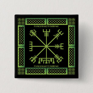 Badge Carré 5 Cm Bouton Celtique Vegvisir (Carré)
