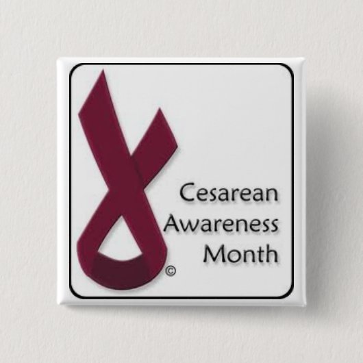 Badge Carré 5 Cm Bouton césarien de mois de conscience (Devant)