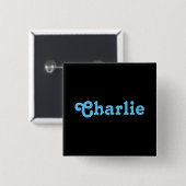Badge Carré 5 Cm Bouton Charlie (Devant & derrière)