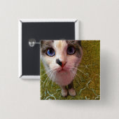 Badge Carré 5 Cm Bouton Chat (Devant & derrière)