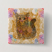 Badge Carré 5 Cm Bouton Chat (Devant)