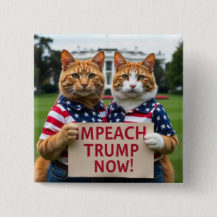 Badge Carré 5 Cm Bouton Chat Impêche Trump Now