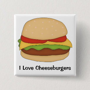 Badge Carré 5 Cm Bouton Cheeseburger