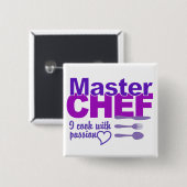 Badge Carré 5 Cm Bouton Chef (Devant & derrière)