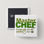 Badge Carré 5 Cm Bouton Chef (Devant & derrière)
