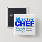 Badge Carré 5 Cm Bouton Chef (Devant & derrière)