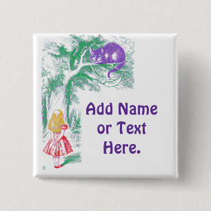 Badge Carré 5 Cm Bouton : "Cheshire Cat" de "Alice au pays des merv