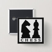 Badge Carré 5 Cm Bouton CHESS (Devant & derrière)