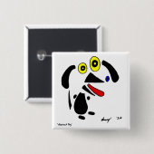 Badge Carré 5 Cm Bouton Chien Abstrait (Devant & derrière)