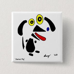 Badge Carré 5 Cm Bouton Chien Abstrait