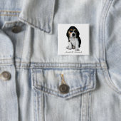 Badge Carré 5 Cm Bouton Chien Chien beagle (En situation)