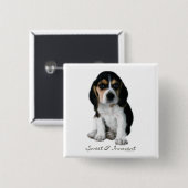 Badge Carré 5 Cm Bouton Chien Chien beagle (Devant & derrière)