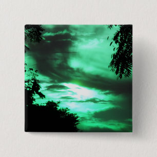 Badge Carré 5 Cm Bouton Ciel Cloué Vert